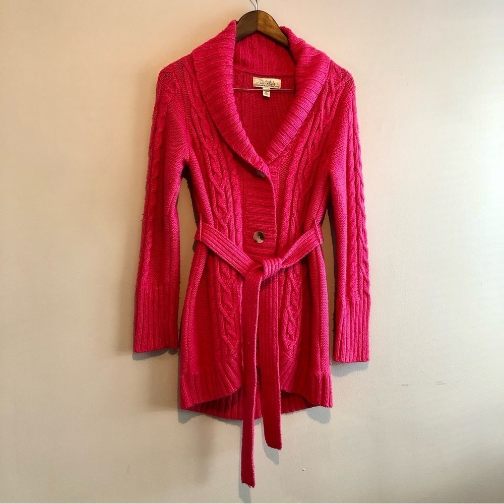 Cabelas Y2K Knit Button Down Long Sleeve Comfy Duster Cardigan Sweater Pink
